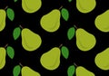 Pear seamless pattern or texture. Summer fruit background or print. Vector illustration Royalty Free Stock Photo